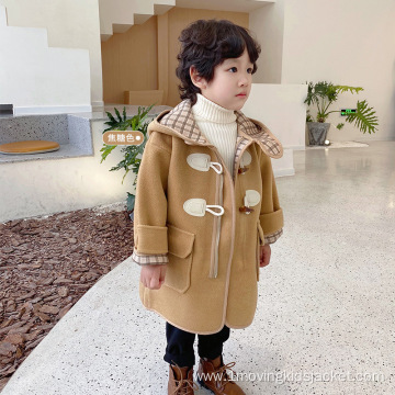 Boys' Mid-Length Warm Horn Button Jacket